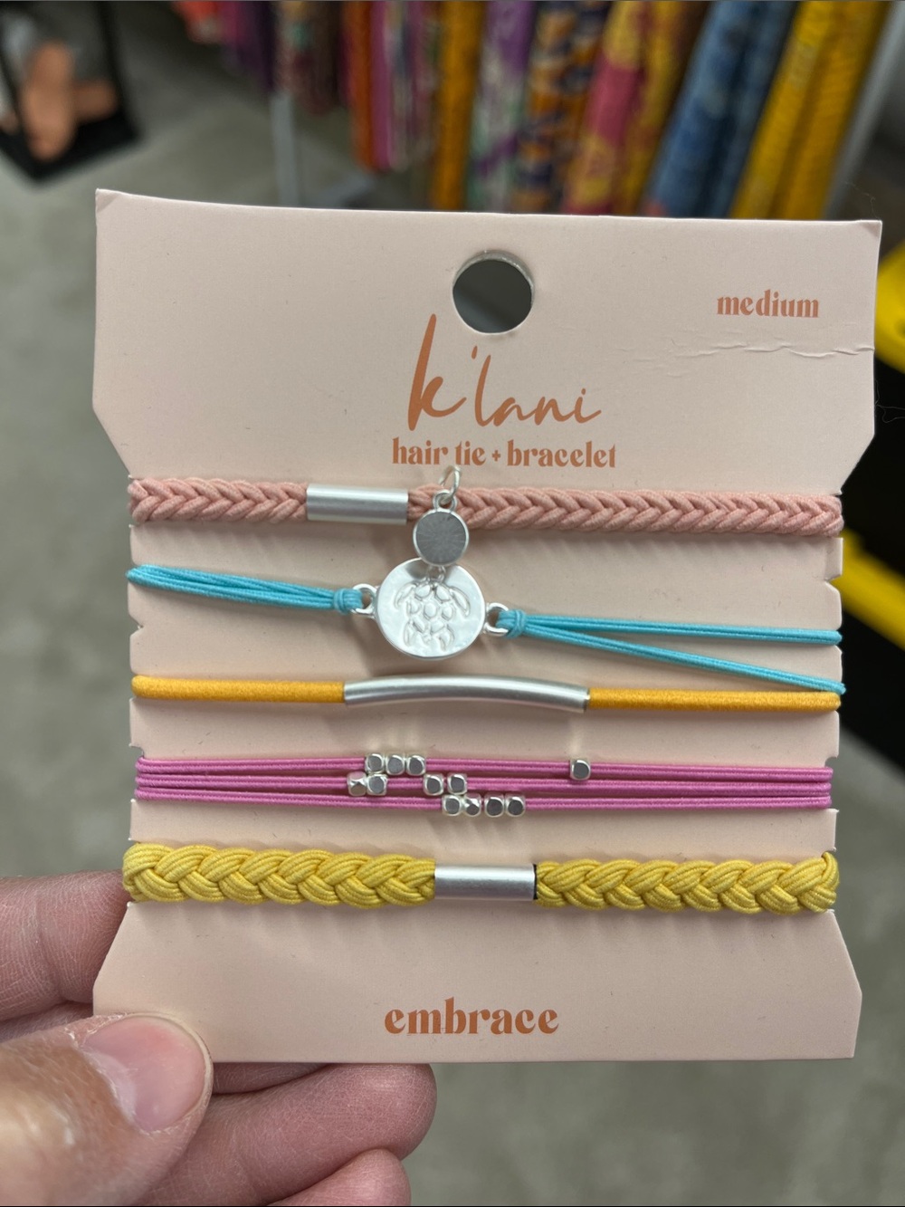 K’Lani Embrace Pack - Pink, Blue, Yellow, Gold Hair Tie & Bracelet Set